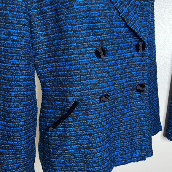 Anne Crimmins for Umi Collections Skirt Suit 10 Blue Silk Tweed Jacket Skirt New - Picture 5 of 10